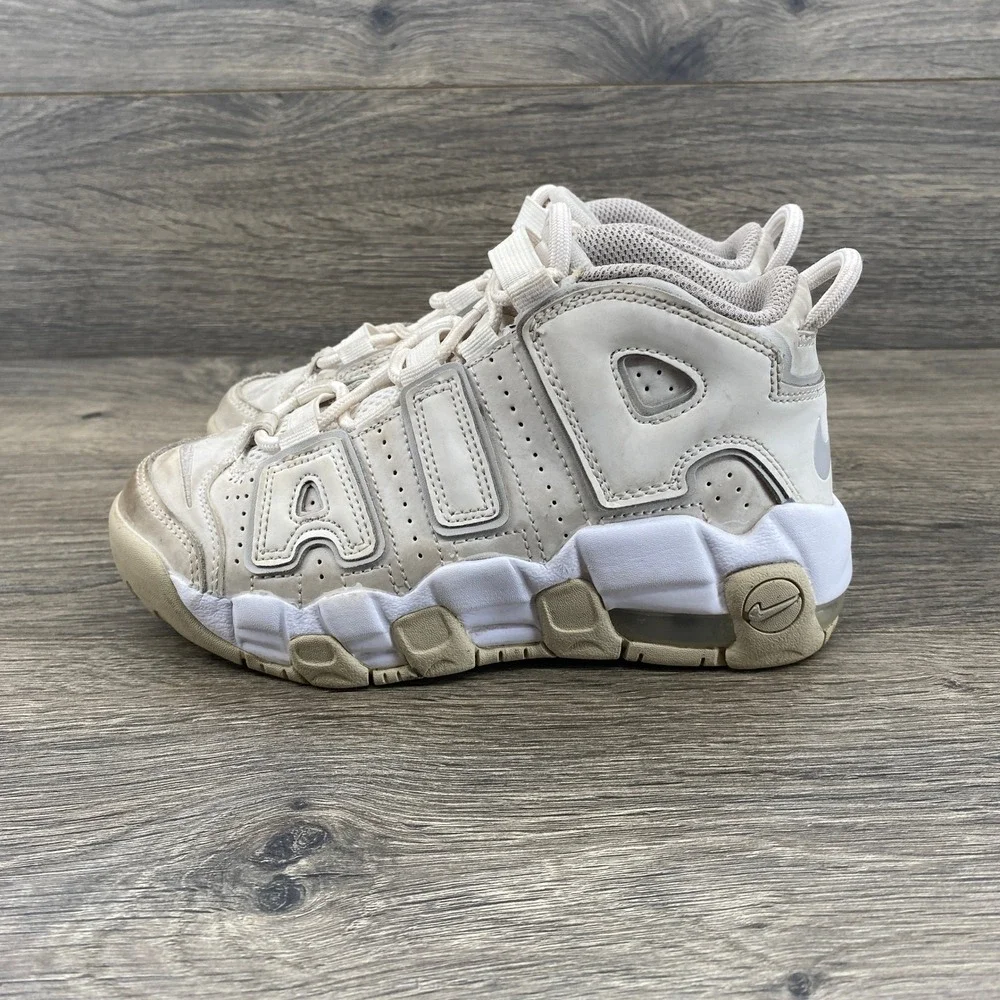 Nike Air More Uptempo Kids Size 1.5Y Beige Light Bone Retro Basketball Sneakers